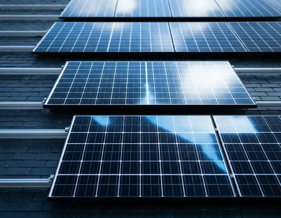 Panneaux solaires photovoltaïques sur une toiture